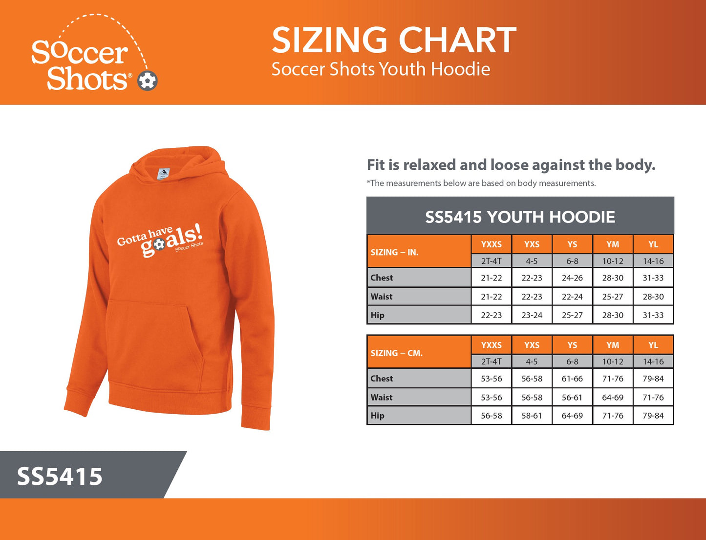 Soccer Shots Orange Youth Hoodie
