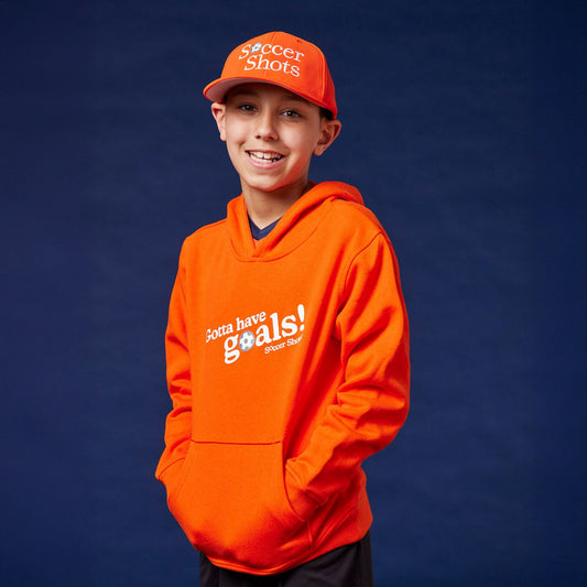 Soccer Shots Orange Youth Hoodie